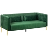 HOMCOM 3-zitsbank, inclusief 2 kussens, fluwelen look, retro design, afneembare hoes, 195 cm x 88 cm x 76 cm groen
