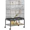 PawHut Large Bird Cage Budgie Cage with Stand, Toys, Wheels, Accessories, Storage Shelf for Canaries, Finches, Budgies - Black, 79 x 49 x 133 cm