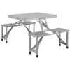 Outsunny Opvouwbare Campingtafel met 4 Stoelen, Aluminium, 85,5 x 135cm Grijs