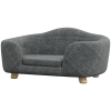 PawHut hondenbank hondenmat hondenmand hondenbank hondenbank kattenbank met kussen achterzak pluche schuim grenen hout donkergrijs 70 x 47 x 30 cm