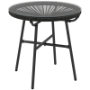 Outsunny Tuintafel boho-stijl outdoor bijzettafel, PE-rattan, gehard glas, weerbestendig, 50 cm x 50 cm x 50 cm, zwart