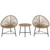 Outsunny Set da Giardino 3 Pezzi in Rattan PE e Acciaio con 2 Sedie Ovali e Tavolino da Caffè, Nero e color Legno