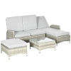 Outsunny Gartenmöbel-Set für 4 Personen aus PE-Rattan, wetterbeständig, abnehmbare Bezüge Grau