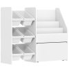 AIYAPLAY Speelgoedrek, kinderkamerrek met 6 bakken, boekenplank, rolbare box, 100 x 30 x 80 cm, MDF, staal, wit
