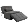 HOMCOM Sofá Cama Individual 3 em 1 Estofado em Linho Reclinável em 5 Posições com Apoio para os Pés e Apoio para a Cabeça 95x189x43cm Cinza