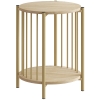 HOMCOM Mesa Auxiliar Redonda de 2 Niveles con Estante de Almacenaje y Marco de Acero para Salón Dormitorio Ø41x49 cm Natural