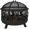 Outsunny Vuurkorf Vuurplaats, inclusief vonkbescherming, 1 pook, Ø61,5 cm x 52 cm, Zwart
