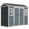 Outsunny Tuinschuur 2,77 m², Opbergschuur met Houtlook 2 Ramen Dubbele Deur Ventilatie Vloer Slot Handschoenen