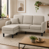 3-Seater L-shaped Corner Sofa with Reversible Chaise Lounge, Extra Cushion, Compact Couch for Apartment, 116L x 118W x 82H cm, Beige+Grey