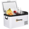 Outsunny Geleira Elétrica de Compressor 25L Portátil até -20℃ com Luz LED e Alças Dobráveis Geleira de Carro 12V/24V e 240V para Casa Campismo Viagem 58,5x33,5x35,2cm Branco