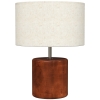 HOMCOM Lámpara de Mesa Rústica Lámpara de Mesita de Noche con Base de Madera Pantalla de Lino Interruptor Basculante Marrón