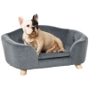 PawHut Dog Sofa Bed Pet Chair Couch with Water Resistant Fabric, Kitten Lounge with Soft Cushion, Wooden Frame for Mini Size Dogs - Grey
