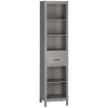 kleankin Colonna Bagno in Truciolato con 5 Ripiani Aperti e un Cassetto, 42x30x170 cm, Grigio