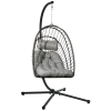 Outsunny Hangingstoel Rotan Loungestoel, weerbestendig, 1 kussen, 100 cm x 131 cm x 194 cm, Lichtgrijs