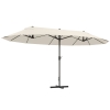 Outsunny Chapéu de Sol Duplo 4,55x2,65x2,38 m Chapéu de Sol de Jardim com Manivela Manual com Proteção Solar UV Creme