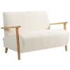 HOMCOM Sofá de 2 Lugares Estofado em Borreguito com Acolchoado Espesso Apoios de Braço e Pés de Madeira 118x76x78 cm Creme