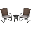 Outsunny Rattan Gartenmöbel-Set für 2 Personen inkl. Couchtisch und 2 Schaukelstühle, mit Kissen, Stahl, Braun