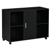 Vinsetto Druckertisch mit Rollen Druckerständer Aktenschrank Bürowagen Rollwagen mit 4 Fächern 1 Tür Schwarz 100 x 40 x 71 cm