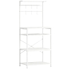 HOMCOM Freestanding Shelving Unit, Industrial Storage Shelf with 6 Hooks and Wine Rack for Living Room, Home Office, White