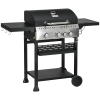 Outsunny Gasgrill, BBQ-grill, 4 hoofbranders, 1 zijbrander, 1 warmhoudplaat; 123 x 52 x 101cm, Zwart