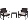 Outsunny Polyrattan Gartenset für 2 Personen Balkonmöbel Set mit Kissen Braun+Creme