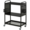 HOMCOM Rollwagen Küchenwagen mit Rollen Küchenregal Metallregal mit 2 Ebenen Badregal Aufbewahrungswagen Servierwagen Stahl Schwarz 70 x 33,4 x 80,5 cm