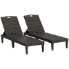 Outsunny Conjunto de 2 Espreguiçadeiras de Jardim Exterior Espreguiçadeiras Reclináveis de PP Encosto Ajustável Resistentes às Intempéries Preto