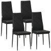 HOMCOM Conjunto de 4 Cadeiras de Sala de Jantar Estofadas em Couro Sintético com Encosto Alto e Pés de Aço 41x50x97cm Preto