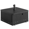 Outsunny Base para Chapéu de Sol  Exterior 3 em 1 Mesa Auxiliar Vaso com Drenagem Recarregável com Areia 80 kg Preto