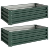 Outsunny Conjunto de 2 Floreiras Grandes para Exterior em Aço Galvanizado Hortas para Terraço Jardim 110x50x30 cm Verde