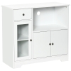 HOMCOM Mikrowellenschrank, Küchenschrank mit 2 Schränken und Schublade, Sideboard Aufbewahrungsschrank Kommode Multifunktionsschrank für Esszimmer, Kippschutz, Weiß, 90 x 40 x 82 cm