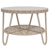 Outsunny Beistelltisch aus Polyrattan 2-stöckiger Kaffeetisch mit Ablage Glasplatte verstellbaren Füßen 65 x 65 x 50 cm Gelb