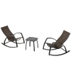 Outsunny Rattan-Schaukelstuhl Bistroset 3 teilige 2 Stühle 1 Tisch Aluminium Komfort UV-Beständig für Gärten Terrassen Pools patio