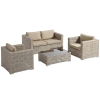 Outsunny Gartenmöbel-Set  Gartenlounge Gartensitzgruppe, inkl. Polster, 150cm x 75  cm x 65cm,  Khaki+Beige