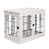 PawHut Transportbox für Hunde 58,5 cm x 81 cm x 66 cm Türen, MDF-Holz Eisen, 58, 5 cm x 81 cm x 66 cm, Weiß