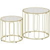 HOMCOM 2er-Set Glastische, ineinander verschiebbar, Glasplatten, Metallgestell, Goldfarben