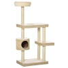 PawHut Katzenkratzbaum Katzenspielzeug Kletterbaum Sisal Polster Liegefläche Sisal samtartiges Polyester Beige+Kaffee 60 x 40 x 135 cm