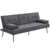 HOMCOM Sofá Cama 3 Plazas Plegable con Respaldo Ajustable de 3 Niveles Reposabrazos Desmontable 181x77x78 cm Gris Oscuro