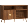 HOMCOM Record Player Stand, Vinyl Record Holder with Storage Holds Up to 300 Albums with Flip-Top Compartment, Walnut