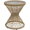 Outsunny Couchtisch Beistelltisch Boho-Design, Glasplatte, PE-Rattan, 45 cm x 45 cm x 52 cm, Natur