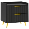 HOMCOM Elegant Two-Drawer Bedside Table - Black