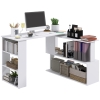 HOMCOM Scrivania ad Angolo con 5 Ripiani, 120 x 100 x 74.5cm, Bianca