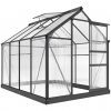 Outsunny Seră din Policarbonat, Seră Exterioară Durabilă cu Cadru din Aluminiu, Ușă și Fereastră pentru Ventilație, 6,2'x8,3'x6,6' Gri
