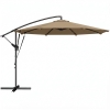 Outsunny Parasol Excéntrico Ø300 cm con Base Cruzada Manivela Funda Protectora y Cuerdas de Viento UPF30+ Caqui