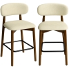 HOMCOM Conjunto de 2 Banquetas de Bar, Cadeiras de Bar em Chenille, Assento Acolchoado, Encosto e Apoio para os Pés, Pés em Madeira, Bege