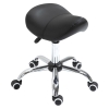 HOMCOM Rollhocker höhenverstellbar Drehhocker 49-61 cm Arbeitshocker drehbar Sattelhocker für Büro Salon Massage Spa Schwarz