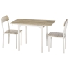 HOMCOM 3-delige Eetkamerset, Klaptafel met 2 Stoelen, 110 cm x 70 cm x 75 cm, Wit + Natuur