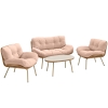 Outsunny Tuinmeubelset 4-delig Polyrattan lounge set met tweezitter, 2 stoelen, tafel, diepe zitplaatsen, dikke kussens