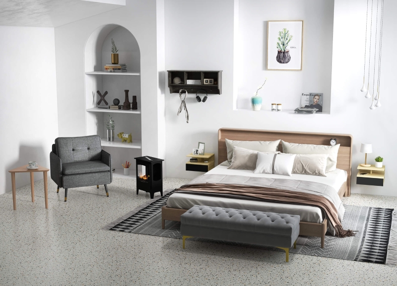 Panca Fondo Letto HOMCOM In Velluto - Grigio Scuro E Oro, 121x50,5x46,5 Cm - Foto 10