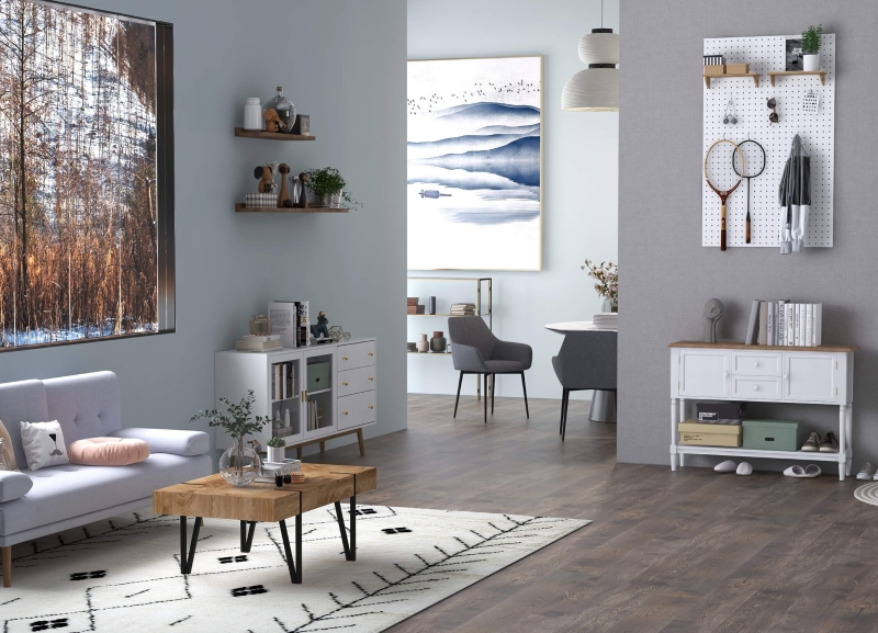 Ajoutez chaleur et modernité à ce salon lumineux.